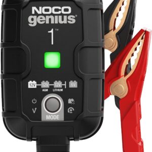 NOCO GENIUS1, 1A Smart Car Battery Charger, 6V and 12V Automotive Charger, Battery Maintainer, Trickle Charger, Float Charger and Desulfator for Motorcycle, ATV, Lithium and Deep Cycle Batteries